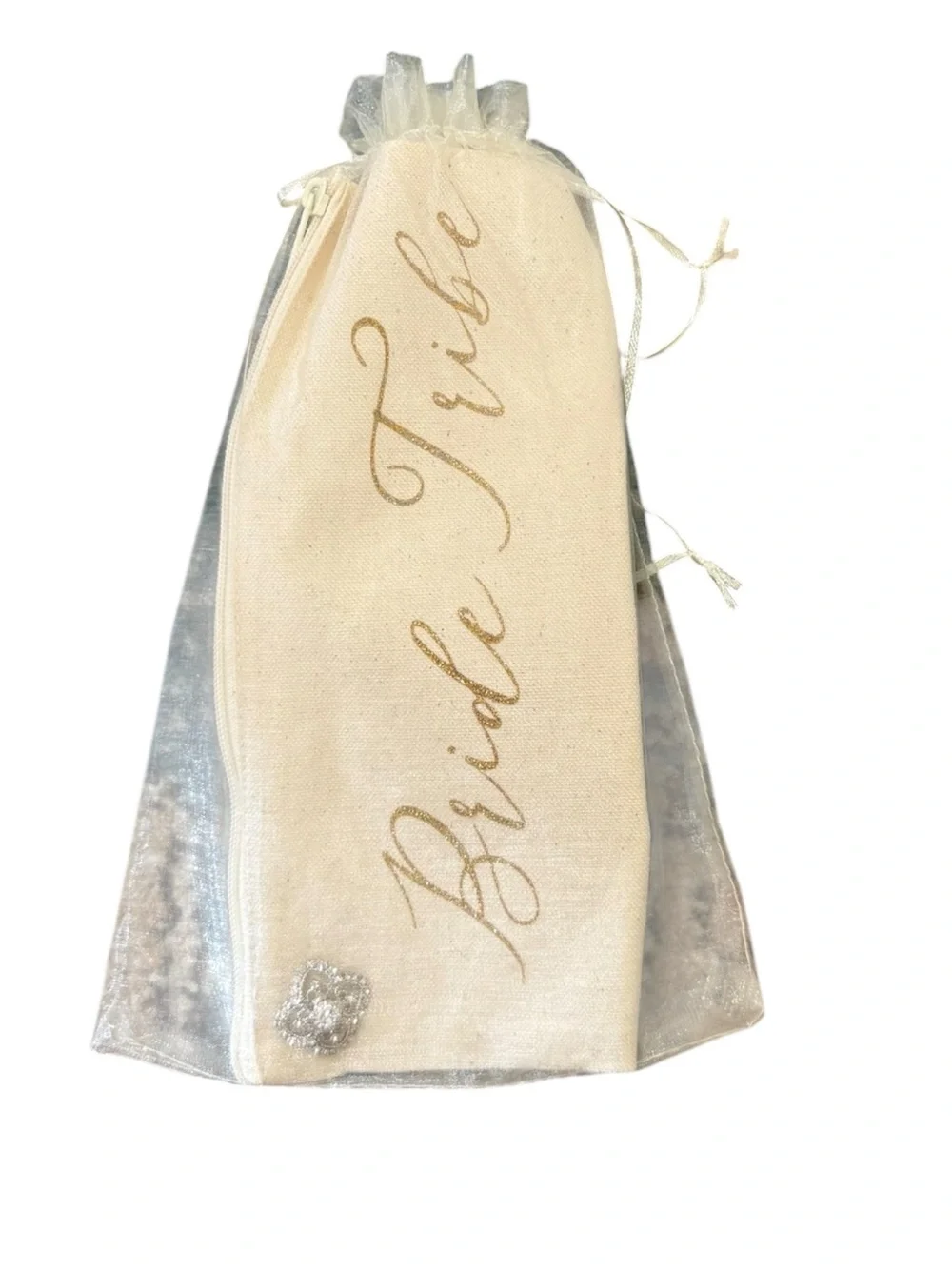 Bride Tribe Bonus Mom Cream Bridal Cosmetic Bag Pouch
